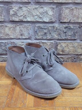 Lucky Brand Emilia Suede Desert Chukka Boots Gray Taupe Lace Up Women's 8.5